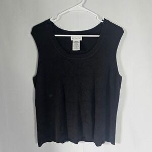 White‎ Stag Womens XL Sleeveless Top Knit Sweater Vest Black Rayon Blend
